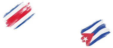 Beyaz Arkaplanda Kosta Rika ve Küba Bayrakları