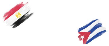 Beyaz Arkaplanda Mısır ve Küba Bayrakları