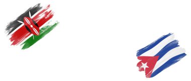 Beyaz Arkaplanda Kenya ve Küba Bayrakları