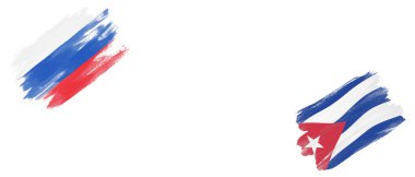 Beyaz Arkaplanda Rusya ve Küba Bayrakları