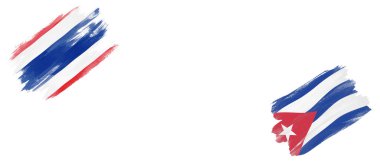 Beyaz Arkaplanda Tayland ve Küba Bayrakları