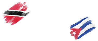 Beyaz Arkaplanda Trinidad ve Tobago ve Küba Bayrakları