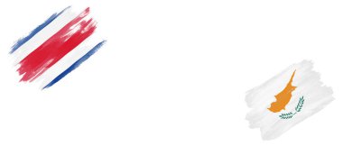 Beyaz Arkaplanda Kosta Rika ve Kıbrıs Bayrakları