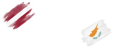 Beyaz Arkaplanda Letonya ve Kıbrıs Bayrakları