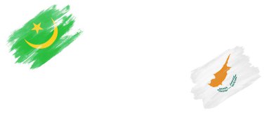 Moritanya ve Kıbrıs Bayrakları Beyaz Arkaplanda