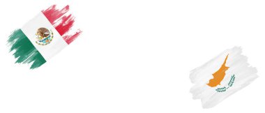 Beyaz Arkaplanda Meksika ve Kıbrıs Bayrakları