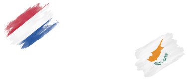 Beyaz Arkaplanda Hollanda ve Kıbrıs Bayrakları