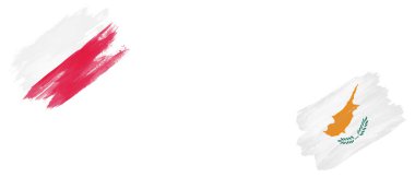 Beyaz Arkaplanda Polonya ve Kıbrıs Bayrakları