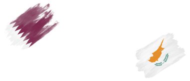 Beyaz Arkaplanda Katar ve Kıbrıs Bayrakları