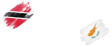 Beyaz Arkaplanda Trinidad ve Tobago ve Kıbrıs Bayrakları