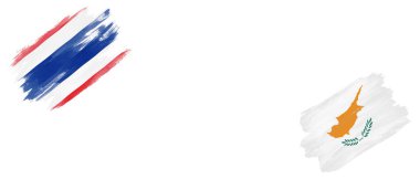 Beyaz Arkaplanda Tayland ve Kıbrıs Bayrakları