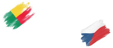 Beyaz Arkaplanda Benin ve Çek Bayrakları