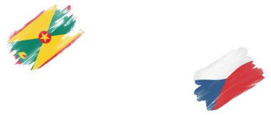 Beyaz Arkaplanda Grenada ve Çek Bayrakları