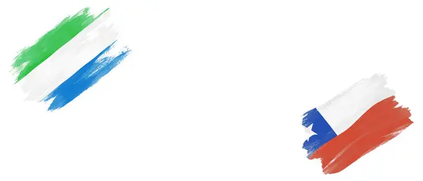 Сьєрра Леоне Чилі Прапори Білому Тлі — стокове фото