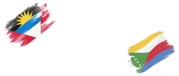 Флаги Антигуа Барбуды Коморских Островов Белом Фоне — стоковое фото