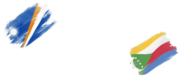 Флаги Маршалловых Островов Коморских Островов Белом Фоне — стоковое фото
