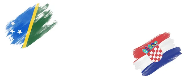 所罗门群岛和克罗地亚白底旗 — 图库照片