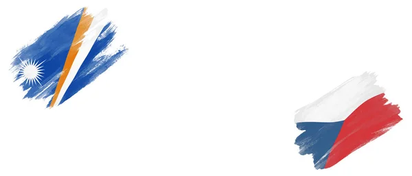 Флаги Маршалловых Островов Чехии Белом Фоне — стоковое фото