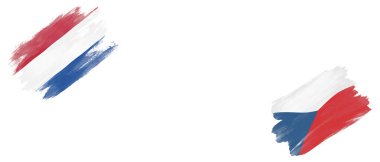 Beyaz Arkaplanda Hollanda ve Çek Bayrakları