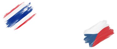 Beyaz Arkaplanda Tayland ve Çek Bayrakları