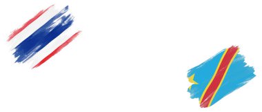 Beyaz Arkaplanda Tayland ve DR Kongo Bayrakları