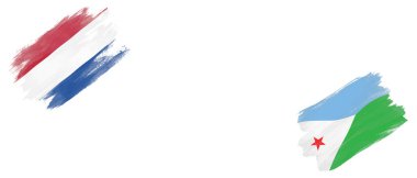 Beyaz Arkaplanda Hollanda ve Cibuti Bayrakları