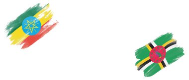 Beyaz Arkaplanda Etiyopya ve Dominika Bayrakları