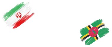 Beyaz Arkaplanda İran ve Dominica Bayrakları