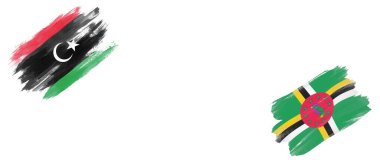 Libya ve Dominica Bayrakları Beyaz Arkaplanda
