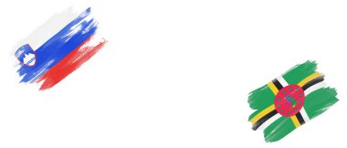 Slovenya ve Dominica Bayrakları Beyaz Arkaplanda