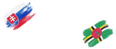 Beyaz Arkaplanda Slovakya ve Dominika Bayrakları