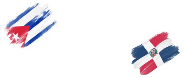 Beyaz Arkaplanda Küba ve Dominik Cumhuriyeti Bayrakları