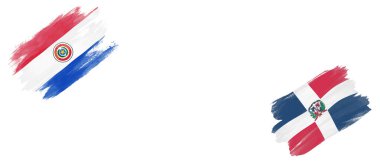 Beyaz Arkaplanda Paraguay ve Dominik Cumhuriyeti Bayrakları