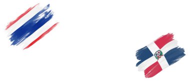 Beyaz Arkaplanda Tayland ve Dominik Cumhuriyeti Bayrakları