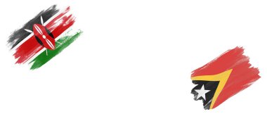 Beyaz Arkaplanda Kenya ve Doğu Timor Bayrakları