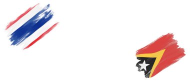 Beyaz Arkaplanda Tayland ve Doğu Timor Bayrakları