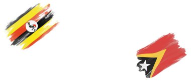 Beyaz Arkaplanda Uganda ve Doğu Timor Bayrakları