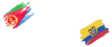 Beyaz Arkaplanda Eritre ve Ekvador Bayrakları