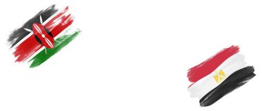 Beyaz Arkaplanda Kenya ve Mısır Bayrakları