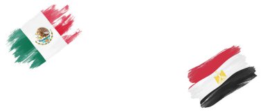 Beyaz Arkaplanda Meksika ve Mısır Bayrakları