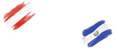 Avusturya ve EL Salvador Bayrakları Beyaz Arkaplanda