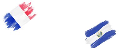 Beyaz Arkaplanda Fransa ve EL Salvador Bayrakları