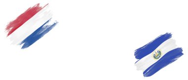 Beyaz Arkaplanda Hollanda ve EL Salvador Bayrakları