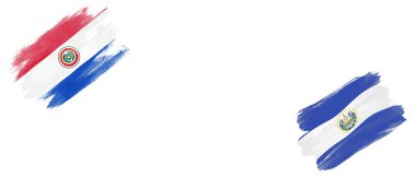 Beyaz Arkaplanda Paraguay ve EL Salvador Bayrakları