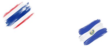 Beyaz Arkaplanda Tayland ve EL Salvador Bayrakları