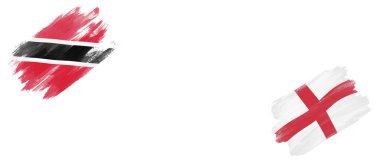 Trinidad ve Tobago ve İngiltere Beyaz Arkaplanda Bayraklar