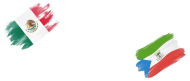 Beyaz Arkaplanda Meksika ve Ekvator Gine Bayrakları