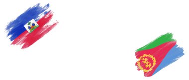 Beyaz Arkaplanda Haiti ve Eritre Bayrakları