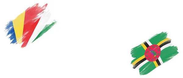 塞舌尔和多米尼克白底旗 — 图库照片