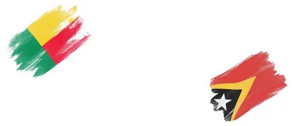 ベニンと東ティモールの旗 白い背景 — ストック写真